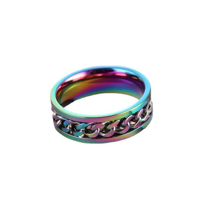 Stainless Steel Curb Chain Anxiety Spinner Ring