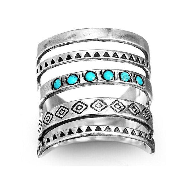 Openwork Carved Turquoise Ring