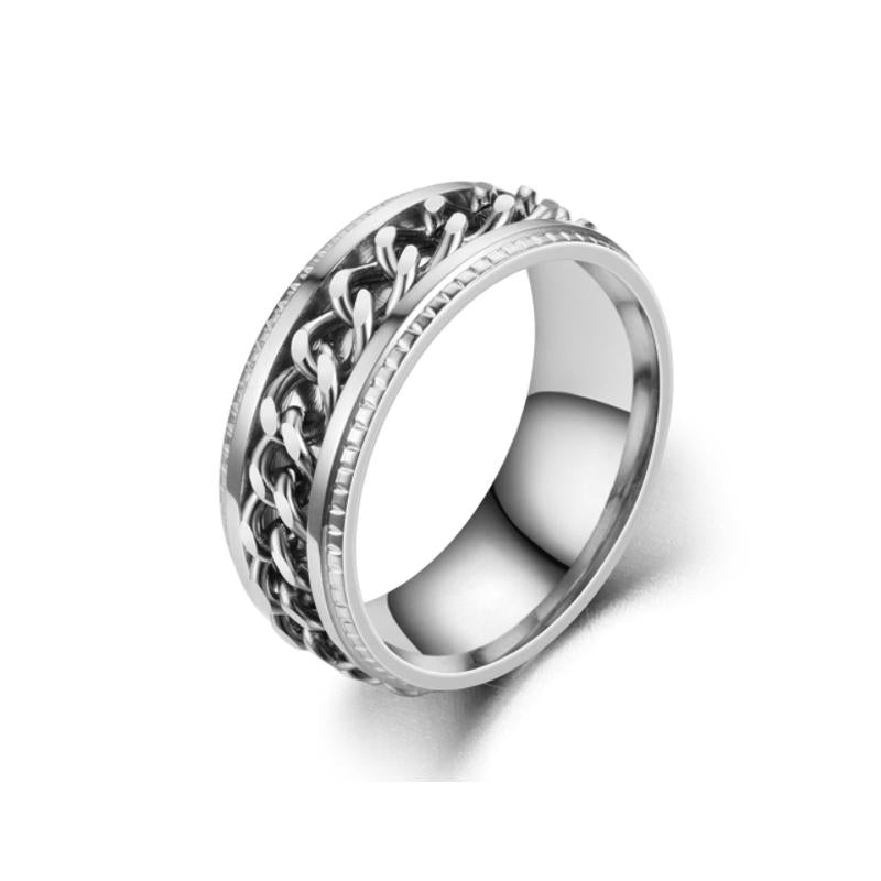 Stainless Steel Curb Chain Anxiety Spinner Ring